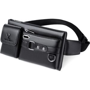 MTK Crossbody Brysttaske Talje Fanny Pack Med Hul til Hovedtelefoner Black