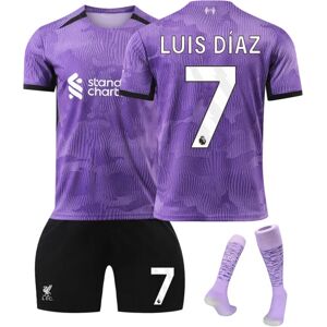 23-24 Liverpool Second Away fodboldtrøjesæt nr. 7 LUIS DIAZ fodbolduniform til voksne børn med sokker Komfortabel 18