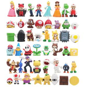 Mwin 48./ Sæt Super Mario Family Luigi Yoshi Bowser Wario Peach Toad Daisy Figurmodell Leksaker