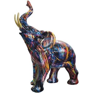 Mwin Maleri Graffiti Elefant Skulptur Resin Dyre Statue Decor C