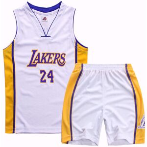 Kobe Bryant nr. 24 basketballtrøjesæt Lakers-uniform til børn Teenagere W White L (140-150CM)