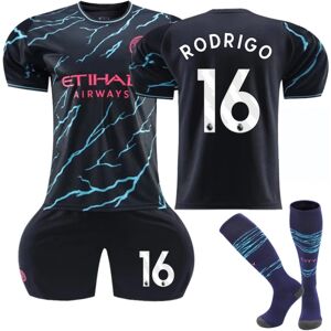 23-24 Manchester City Away Kids fodbolddragt nr. 16 Rodrigo 0 26