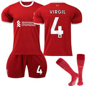 23-24 Liverpool Home Børnefodboldtrøje nr. 4 VIRGIL 8-9 years