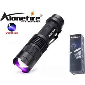 REDGO Led UV 395nm lommelygte 3W Cree XP-E Q5 led + Zoom Sort