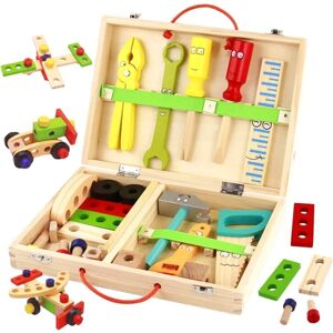 Værktøjskasse børn legetøjskasse i træ børnelegetøj 2 3 4 5 6 år gammel