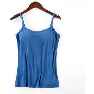 Dame polstret blød afslappet bh tanktop blue M