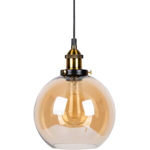 Glaspendellampe Vintage industriel metalfinish Klar glaskugle Rundskærm Loftpendellampe Retrolampe Vintage loftslampe (rav, 20 cm)