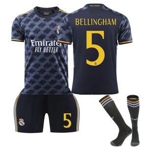 23/24 sæson Real Madrid bortaställ fotbollsdräkt for barn med strumpor 5 BELLINGHAM Children's size 20