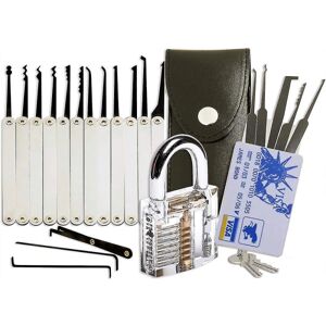 DAO Hjem Værktøjslås Pick Set Professionelt med øvelse Plukkeguide Kortsæt Lockpicking Sort håndtaske til skab Værktøjstaske 20 stykker [DB]