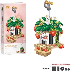 Toyz Land Kreativ Jordbær Kirsebær Blomster Potte Sukkulent Bonsai Plante Bygningsblokke Moc Mini Blomster Brick