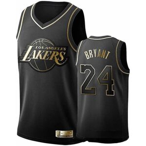 NBA 24# Kobe Bryant Jersey Sort Guld Broderet Jersey Sæt M