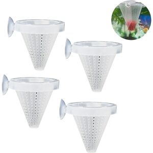 Hvid-4 stk Aquarium Live Red Worm Cone Feeder Plast Frossen Brin