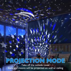 Natlys til børn, natlys, stjernenatlys, Nebula Star-projektor 360 graders rotation - 4 LED-pærer 12 lysfarveskift med USB-kabel