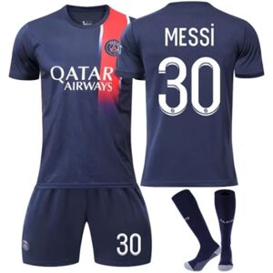 Unbranded 23-24 Paris Saint-Germain Børnefodboldtrøje nr. 30 Messi 23/24 Blue kids 24(130-140cm)