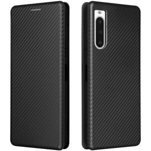 SKALO Sony Xperia 10 V Carbon Fiber Pungetui - Sort Black