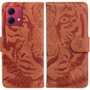 SKALO Motorola Moto G84 5G Tegnebog med tigerpræg - Brun Brown