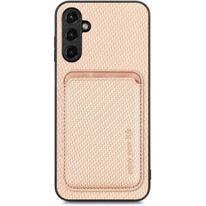 SKALO Samsung A14 4G/5G Carbon Fiber Cover med kortholder - Khak Khaki