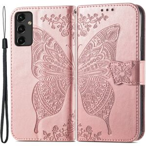 SKALO Samsung A14 4G/5G Mandala Butterfly Flip Cover - Rosa guld Pink gold