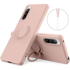 SKALO Sony Xperia 10 V Ultratynd silikonecover med ring - Pink Pink