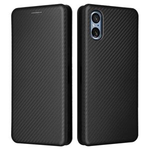 SKALO Sony Xperia 5 V Carbon Fiber Pungetui - Sort Black