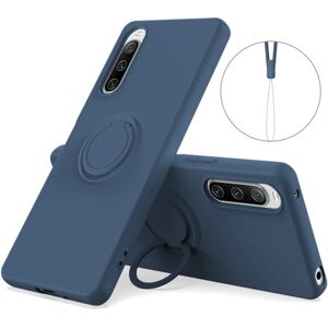 SKALO Sony Xperia 10 V Ultratynd silikonecover med ring - Blå Blue