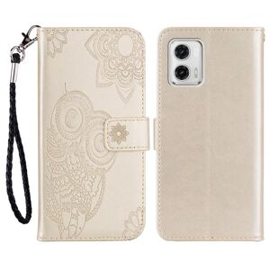 SKALO Motorola Moto G53 5G Mandala Owl Flip Cover - Guld Gold