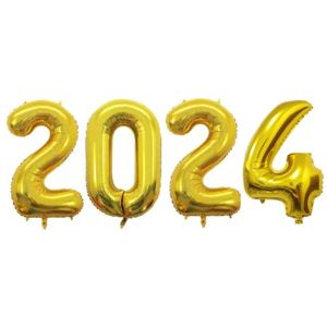Megabilligt 2024 Digitballoner til nytår 102 cm Great Gold guld