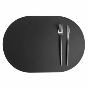 4-pakke bord tablet i kunstig læder oval sort 43x30cm sort