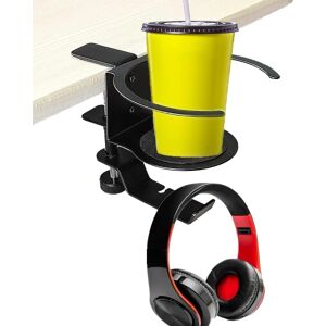 Hovedtelefonstativ & skrivebords kopholder 2-i-1 under skrivebordet Metalflaske drikkevareholder PC Gaming Headset Holder Krog - Perfet