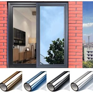 One Way Mirror Window Film Privacy Sun Blocking Glas Sticker - Perfet Blue-silver 40x300 cm