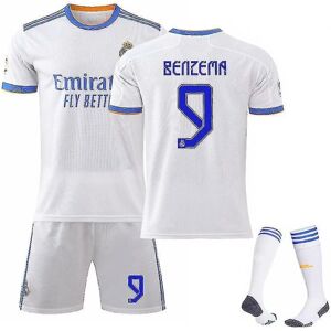 Benzema #9 Fodboldsæt Fodboldtrøje Hjem Real Madrid T-shirts - Perfet Lewandowski No.9 home jersey 22(120- 130CM)