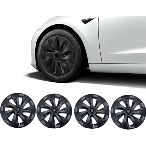 Kompatibel med Tesla 4-Pack Navkapsler Turbine kompatible med Tesla Model Y - 19 tum Black