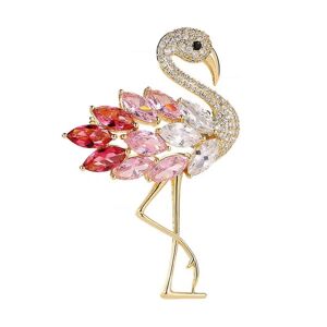Farverige Flamingo Brocher Diamant Brocher Til Kvinder Krystal Rhinestone Dyr Pins Farverige Diamo