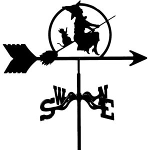 Witch and Cat Weathervane Wind Vane Rustfrit Metal Vejr