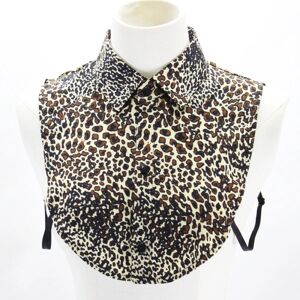 Kvinders falsk krave Aftagelig halv leopardprint trøje linned stof Coffee leopard print