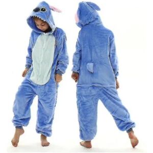 Stitch Kigurumi Børn Børn Pyjamas Vinter Flanell Varm Nattøj Bo 140CM