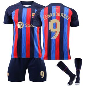 TFXHUA Barcelona Home Børn/Voksen fodboldtrøje nr. 9 Lewandowski Lewandowski 28（12-13Years）