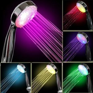 7 farver farverig glitter bruser LED brusehoved temperaturkontrol Tre farve termokromisk dyse