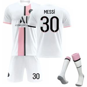 TFXHUA Fodboldsæt Fodboldtrøje Trænings-T-shirt Messi White 26（10-11Years）