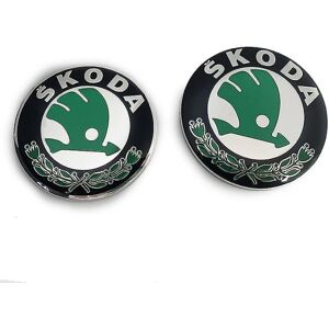 Bilemblem 2 dele til Skoda-modeller 90 mm 80 mm emblemhjelm og bagagerumshjelm