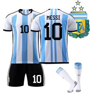 VM-vinder Argentina 3-stjernet fodboldtrøje nr. 10 Messi adult XS