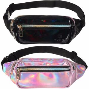 2 STK Nye holografiske lasertasker SORT&ROSAD black&pink