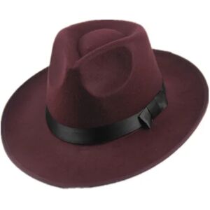 Visirhat Herre og Dame Top Hat Hard Filt Bred Skygge Efterårsblå Retro Hat Filt Hat Jazz Hat Wine Red