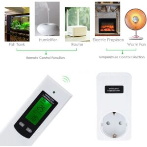 Tech of sweden Trådløs termostat RF 433MHz frost og temperaturregulering 3KW White