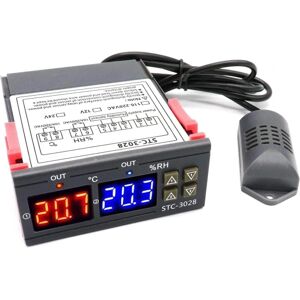 Tech of sweden STC - 3028 temperatur- og fugtighedsregulator, PID-regulator 12V Black