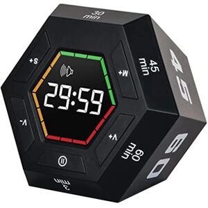 Pomodoro Timer, Produktivitet Timer, 3, 5, 15, 30, 45, 60 minutters forudindstillet Smart Countdown Timer, Time M Black