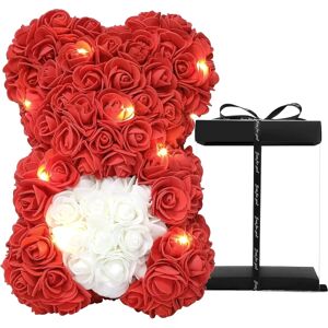 Mors Dag Rose Bear Gaver , Rose Bamse Håndlavede Blomster Bear Gaver til - Rose Bamse med gave til Valentinsdag, Mors Dag (rød)