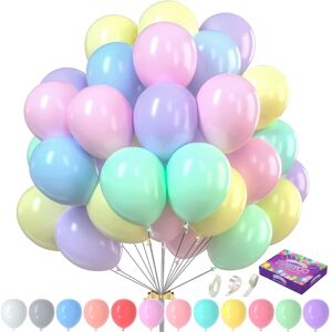 WEIWZI Pastel balloner 200 stk Pastel fest balloner Assorteret ballon 12 farver 10 tommer pastel regnbue balloner Unicorn Pastel regnbue festdekorationer