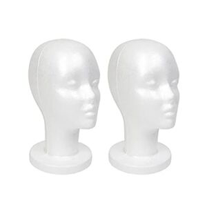 TG Hvid skum mannequin Head Display, styrofoam parykhoved (2-pak)