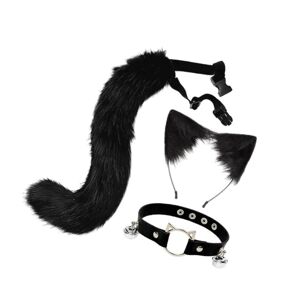 1/2/3/5 3st Furry Cat Ear Tail Läderchoker Halloween Lolita Black Kitty 1 stk